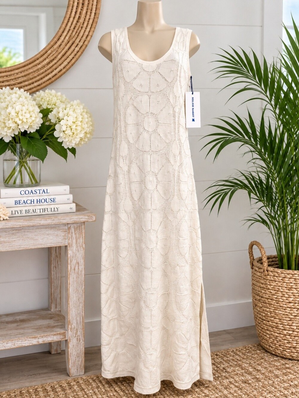 🤍 Roller Rabbit x Target Cream Textured Maxi Dress – NWT – Size Medium
